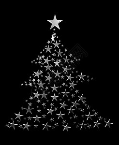 银圣诞树饰品星星绿色背景背景图片