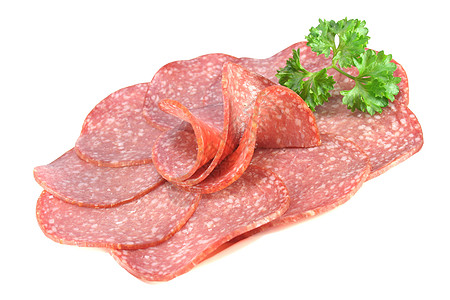 沙拉米香肠香菜用餐面包食品熟肉猪肉图片