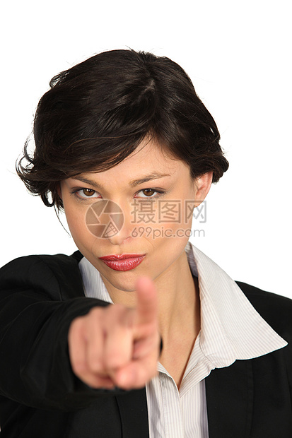 女人用她的手指威胁图片