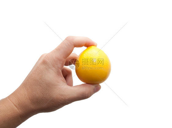 将柠檬放在白色背景上绝缘蔬菜手手指食物男人反射香气黄色图片