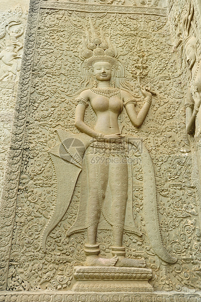 柬埔寨吴哥瓦雕像吸引力精神石头女孩假期女士寺庙历史建筑宽慰图片