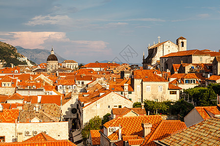 克罗地亚城墙的视图旅行全景景观城市旅游大教堂遗产建筑学瓷砖房子图片
