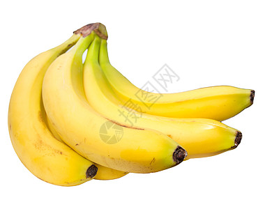 白色背景的新鲜香蕉食物黄色小吃热带组织小路水果剪裁皮肤饮食背景图片