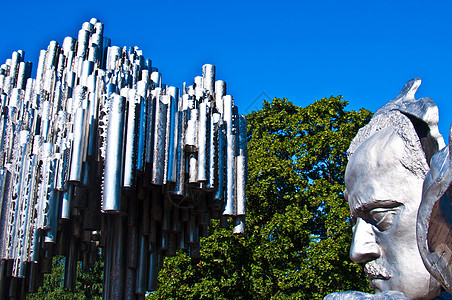 西贝利乌斯纪念碑雕像金属纪念碑管子管道音乐家雕塑图片