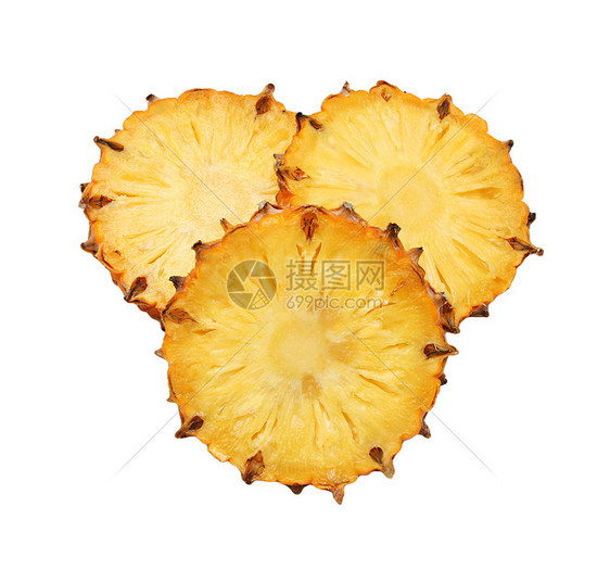 白色背景上的切片菠萝肉质果皮美味食物水果营养图片
