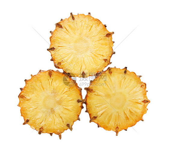 白色背景上的切片菠萝美味食物果皮营养肉质水果图片
