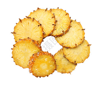 白色背景上的切片菠萝甜点热带果味工作室情调柚子饮食水果异国食物图片