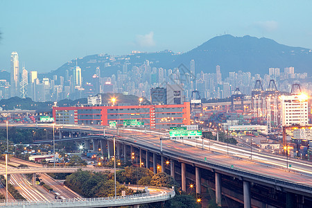 香港交通大桥 集装箱码头运输汽车建筑地标场景速度运动射线交通辉光图片