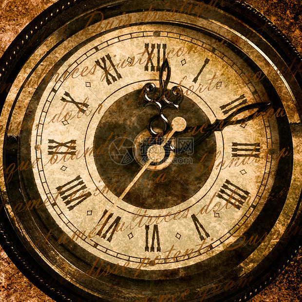 时间概念棕褐色手表风格小时古董钟表字母反射白色图片