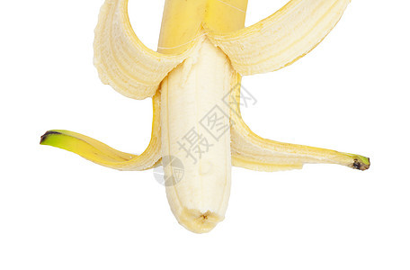 在白色背景上打开香蕉  label图片