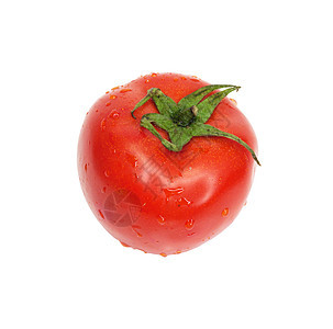 白上孤立的新鲜西红柿蔬菜食物叶子背景宏观营养红色白色圆形美食图片