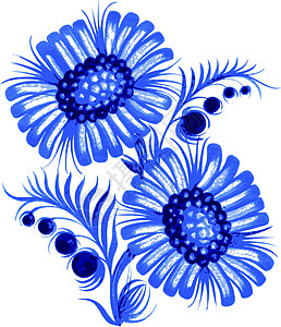 蓝花民间艺术卡片手绘叶子时间水彩装饰品卡通片图片
