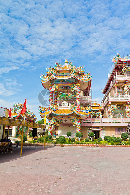 中国神社 美丽的中国神庙 和龙雕像文化旅游动物风水纪念碑艺术力量信仰建筑学历史图片