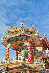 中国神社 美丽的中国神庙 和龙雕像力量宗教建筑学旅游金子信仰历史寺庙纪念碑风水图片