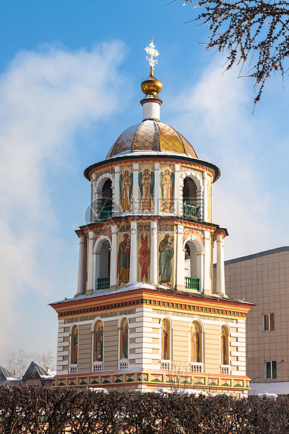 俄罗斯 西伯利亚 伊尔库茨克天空建筑学场景圆顶寺庙窗户艺术文化大教堂金子图片