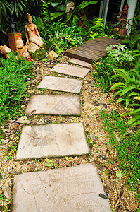 花园中的石头路石头沉思曲线公园绿色岩石绿化美化人行道脚步图片