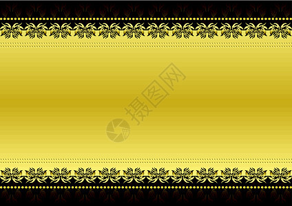 黑色和金色金子框架反射对称拉丝金属空白卡片盘子复古图片
