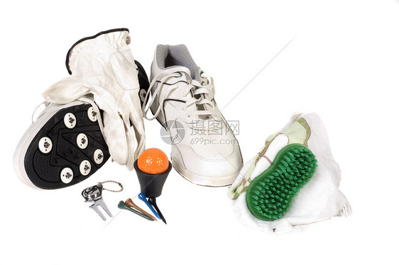 高尔夫球场拉拔器尖刺白色手套配件运动鞋带分区橙子猎犬图片