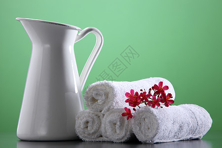 花朵静物芳香场景毛巾白色花瓶疗法温泉图片