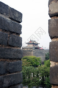 古代城墙观光地标绿色石头文化红色城市旅行历史性天空图片