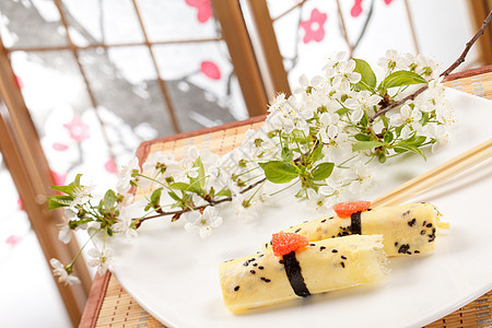 好吃的寿司花朵美味鳗鱼宏观海鲜柚子午餐美食芝麻樱花图片