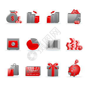 光滑图标集网站电子商务银行金融商业购物图表店铺销售货币图片
