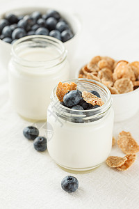健康早餐茶点勺子谷物奶油玻璃水果纤维食物麦片营养图片