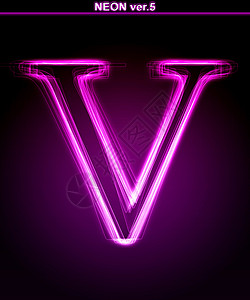 光华字体 有亮光的V字母粉色插图艺术英语编织数字辉光力量刻字高科技图片