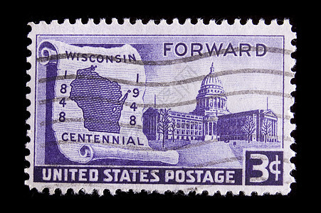 复古美国纪念邮票历史性纪念品紫色邮资图片