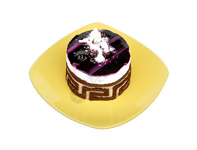 盘子上的蛋糕棕色浆果奶油状白色奶油水果糕点食物甜点图片