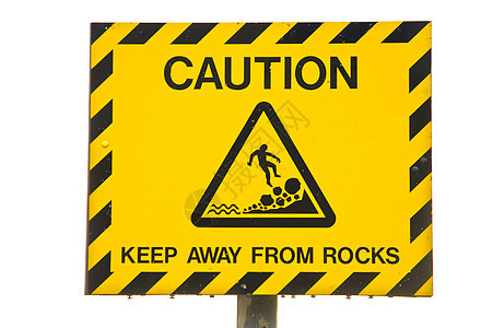 提示符号岩石黄色路标危险黑色背景图片