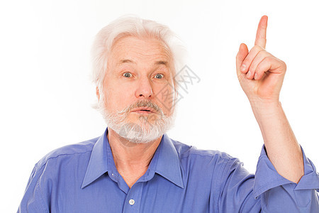 英俊的老人有个想法男人老年祖父男性胡须白色胡子手指灰色头发图片