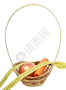 设定重量损失红色小吃篮子厘米水果食物萝卜白色蔬菜图片