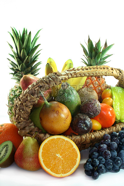 水果篮子黑木饮食奇异果香蕉柚子菠萝组合果味食物维生素图片
