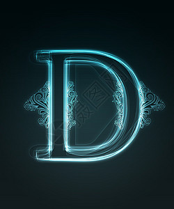 Glowing 光华字体 D 有亮光的信D英语刻字高科技编织数字辉光艺术蓝色插图力量图片