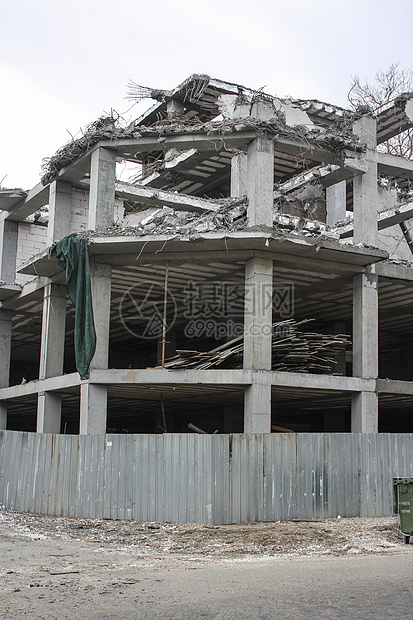 损坏建筑住宅废墟框架损害破坏危险脚手架项目拆除建筑学图片