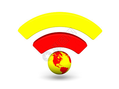 亮亮的 WWFi 符号互联网网吧红色行星上网插图网络热点黄色背景图片