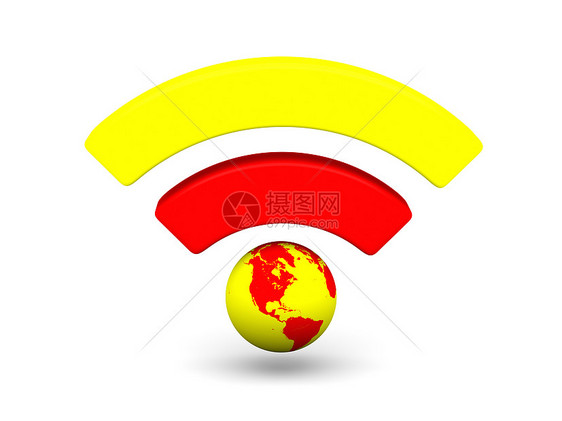 亮亮的 WWFi 符号互联网网吧红色行星上网插图网络热点黄色图片