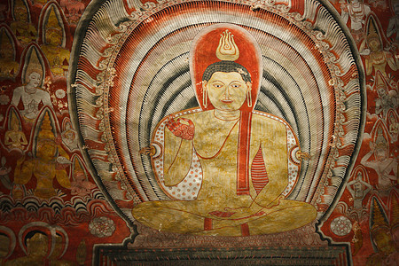 斯里兰卡Dambulla摇滚寺庙洞穴古老佛佛像石头雕像图片
