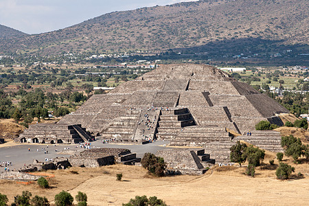 月球金字塔 墨西哥废墟楼梯寺庙脚步文化石头牙裔游客城市考古学图片