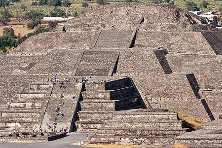 月球金字塔 墨西哥考古学脚步城市文化游客寺庙楼梯石头太阳废墟图片