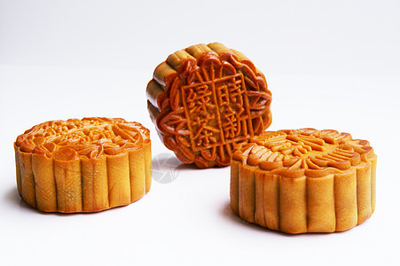 三个月饼糕点糖果红色月亮节日文化季节性派对美食团圆图片