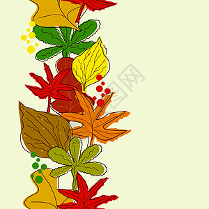 叶子边框具有秋季背景的垂直无缝边框橡木织物插图季节印迹风格问候语黄色墙纸棕色插画
