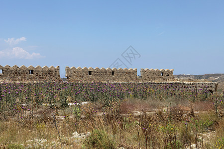 Antimachia村附近的威尼斯城堡的废墟石头天空骑士场地古董建筑学建筑图片