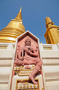 金像和金塔雕像艺术木头佛教徒教会文化寺庙头脑场景风格图片