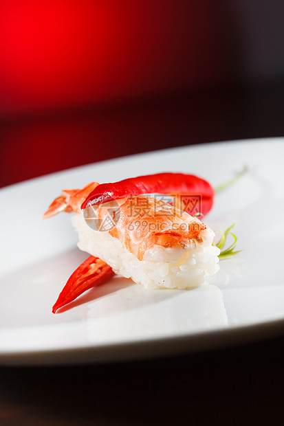 好吃的寿司红色食物海苔美食创造力餐厅蔬菜胡椒鳗鱼海藻图片