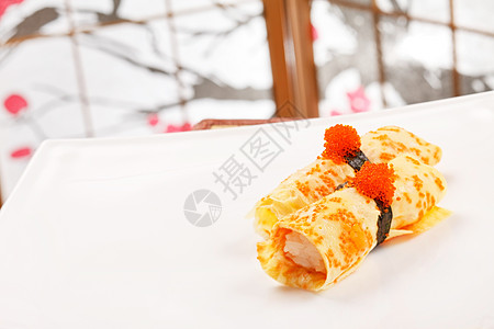奥梅莱特 Maki 寿司玉子午餐美味美食奶油食物宏观鳗鱼飞花海鲜图片