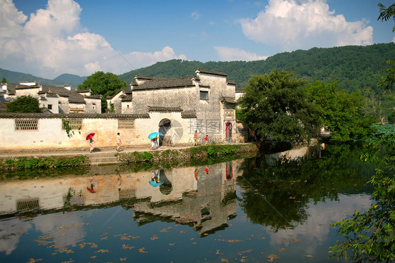 古董村房子木头城市建筑学古董历史性水乡池塘场景水路图片