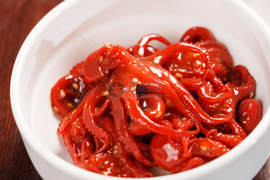 婴儿章鱼辣椒案件海洋红色海鲜食物油炸营养图片