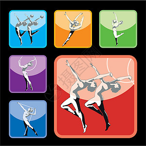 环影集身体女性插图优雅瑜伽运动运动员有氧运动条纹力量图片